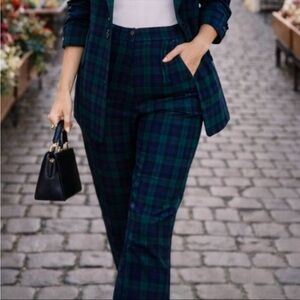 NWT VTG DEADSTOCK SAVANNAH Black Watch Plaid Wool Pleated Trousers 4